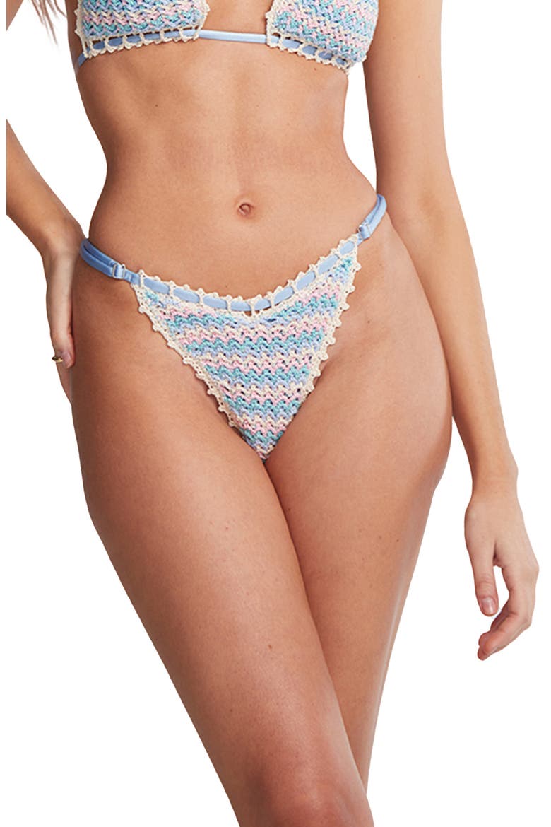 Isabella Multicolor Crochet Bikini Bottoms, Main, color, LIGHT BLUE