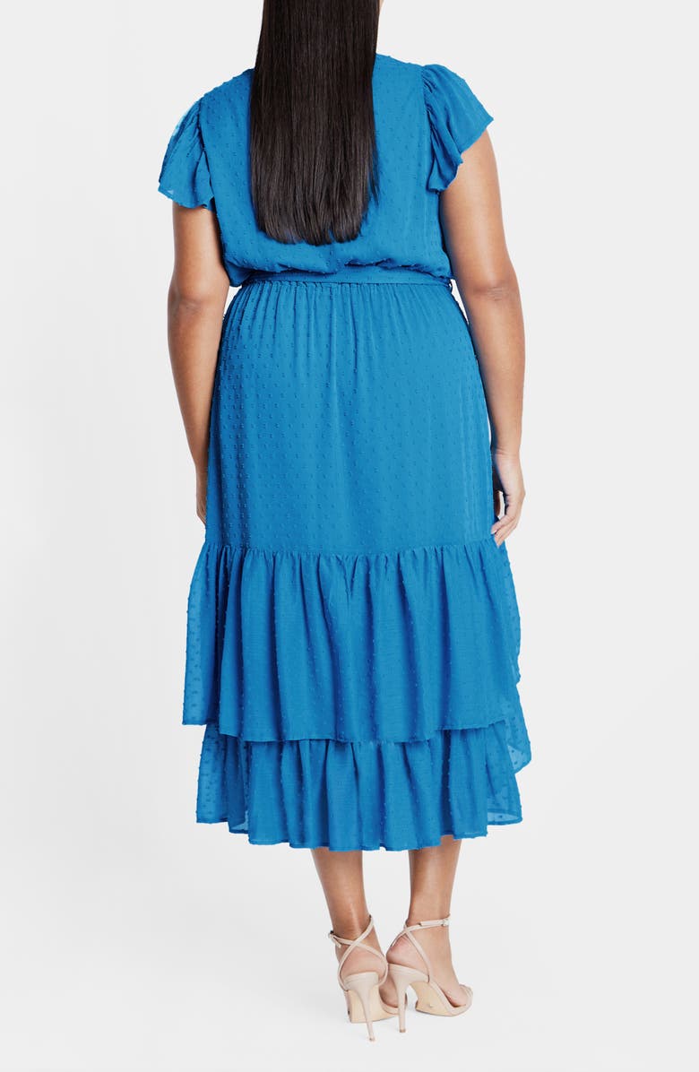 City Chic Dee Clip Dot Wrap Front Dress, Alternate, color, Blue