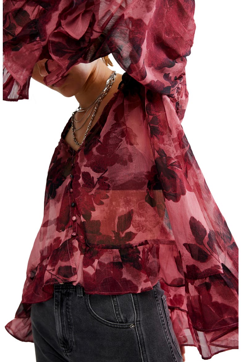 Day Dreaming Ruffle Trim Top, Alternate, color, ROSE COMBO