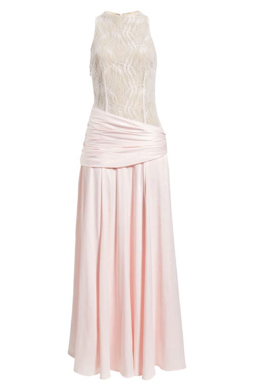Sonya Moda Dalia Mixed Media Gown In Blush