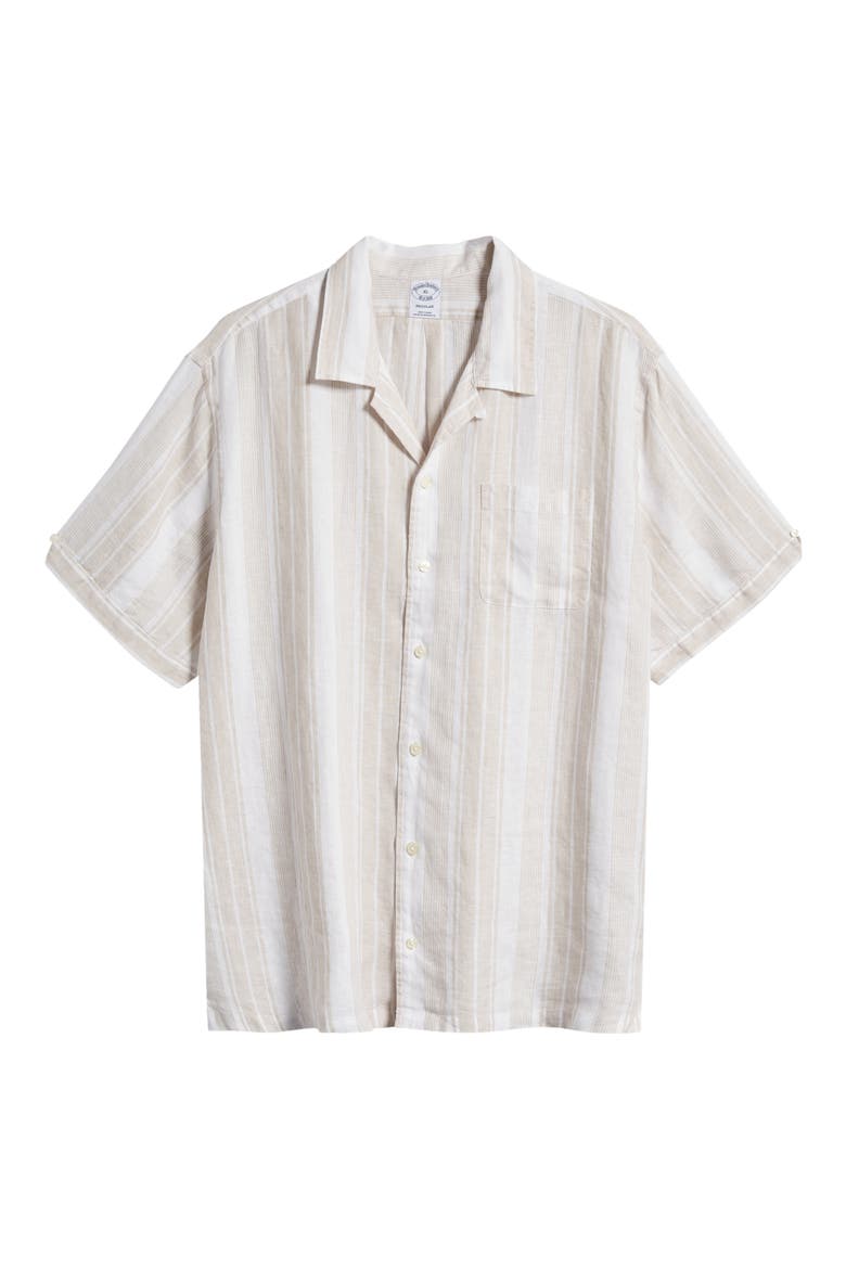 Stripe Linen Camp Shirt, Main, color, NEUTRALSTP