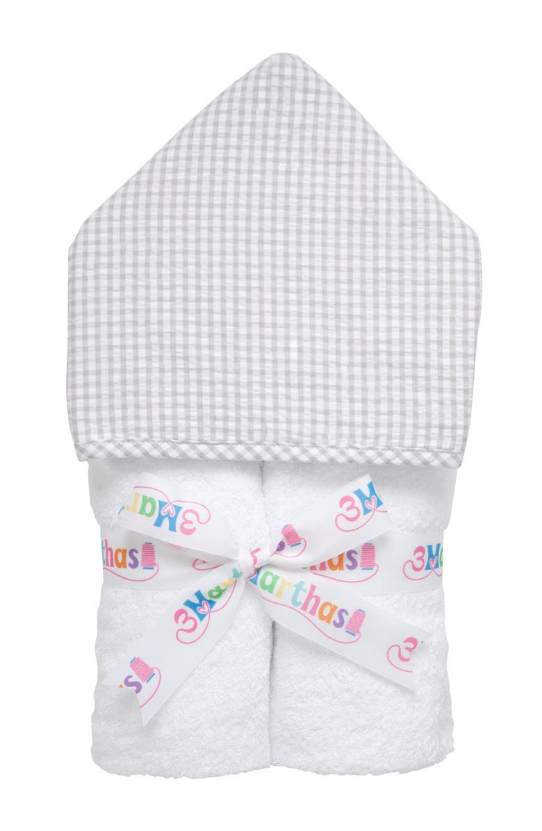 3 Marthas Big Check Everykid Towel, Main, color, Gray