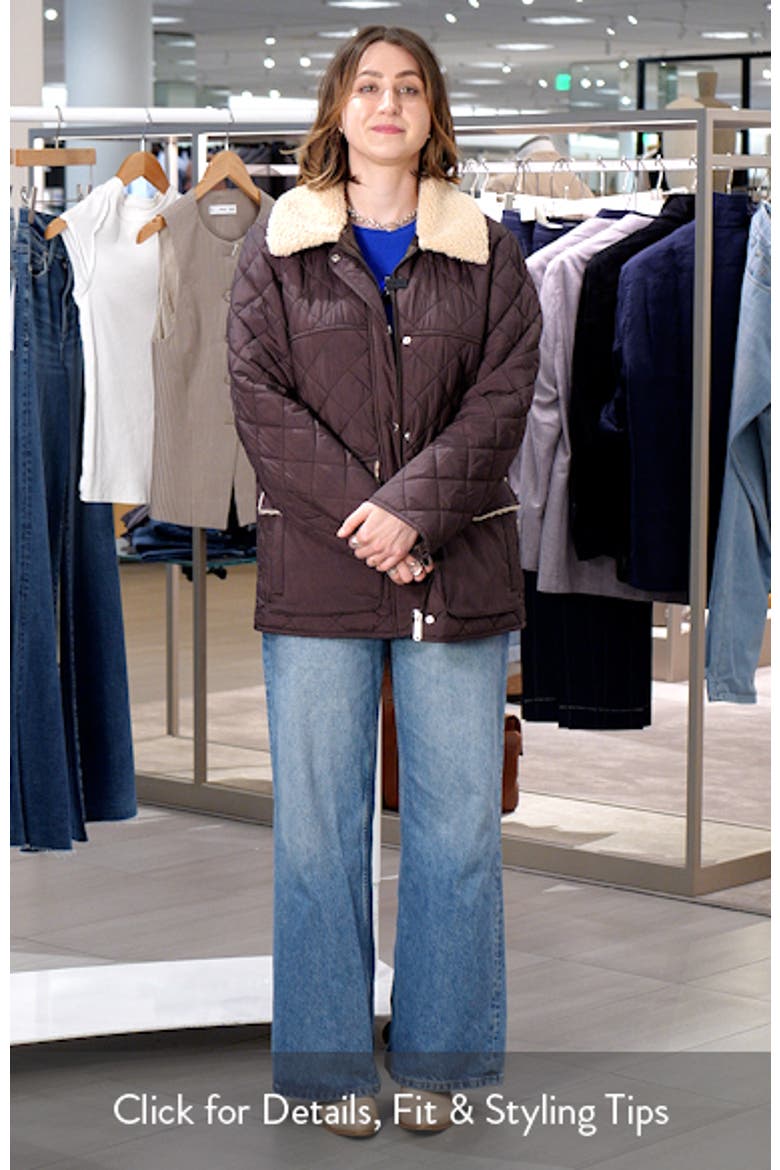 Quilted Twill Jacket With Faux Shearling Collar video