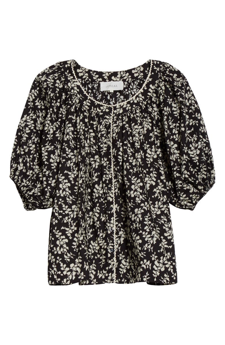 THE GREAT. The Elm Floral Puff Sleeve Top, Alternate, color, 