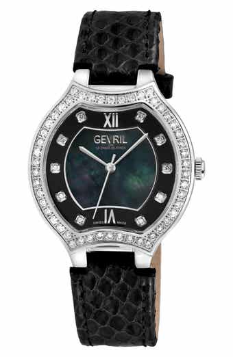 Lugano Diamond Croc Embossed Leather Strap Watch, 38mm