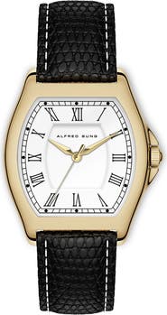 Alfred Sung Heritage Tonneau Leather Strap Watch, 27mm x 45mm