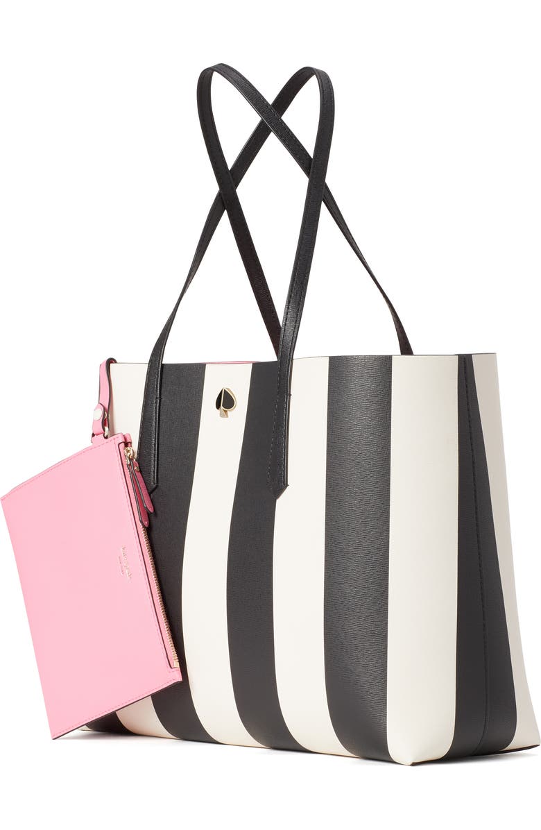 Kate Spade New York large molly stripe faux leather tote, Alternate, color,