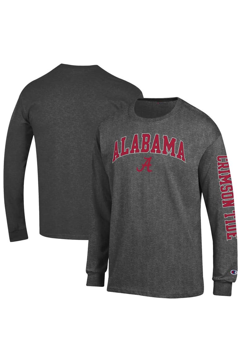 Men's Champion  Charcoal Alabama Crimson Tide Arch Over Logo 2-Hit Long Sleeve T-Shirt, Main, color, Charcoal