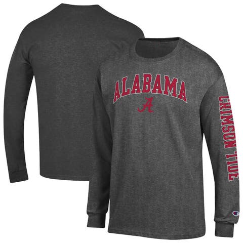 Men's Champion  Charcoal Alabama Crimson Tide Arch Over Logo 2-Hit Long Sleeve T-Shirt