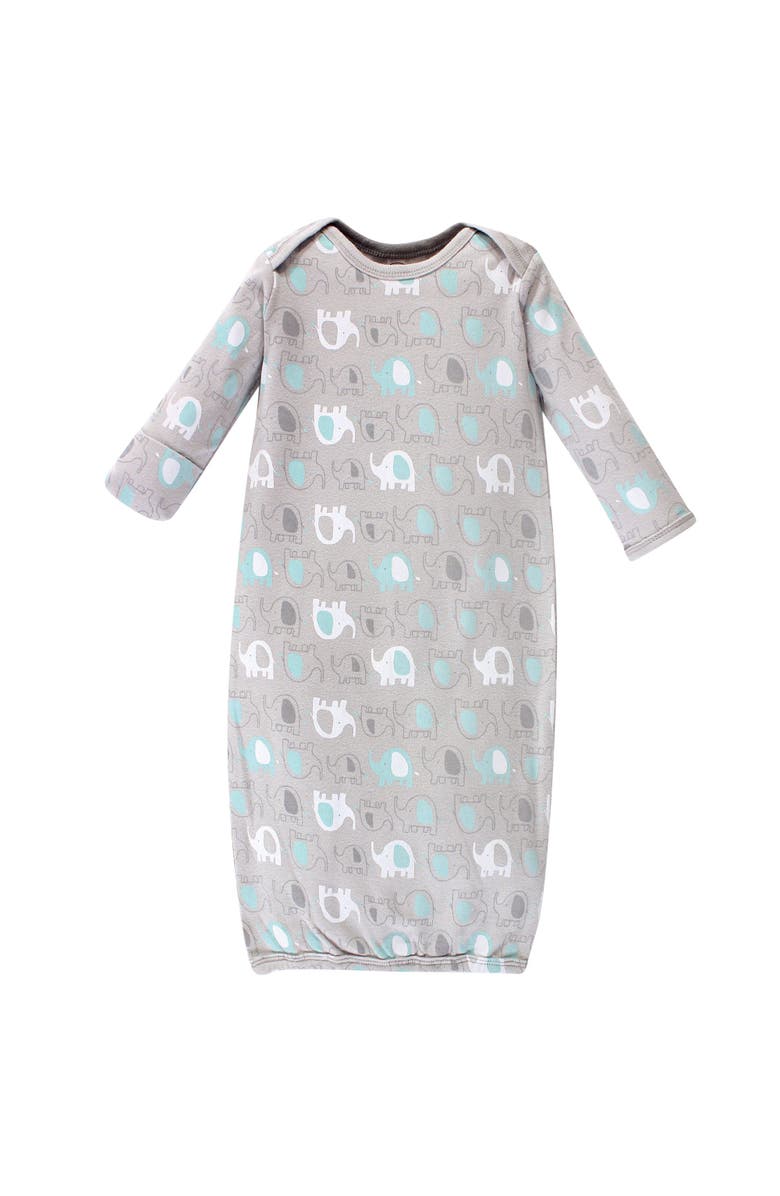 Luvable Friends 4Pk Interlock Gowns, Alternate, color, Basic Elephant