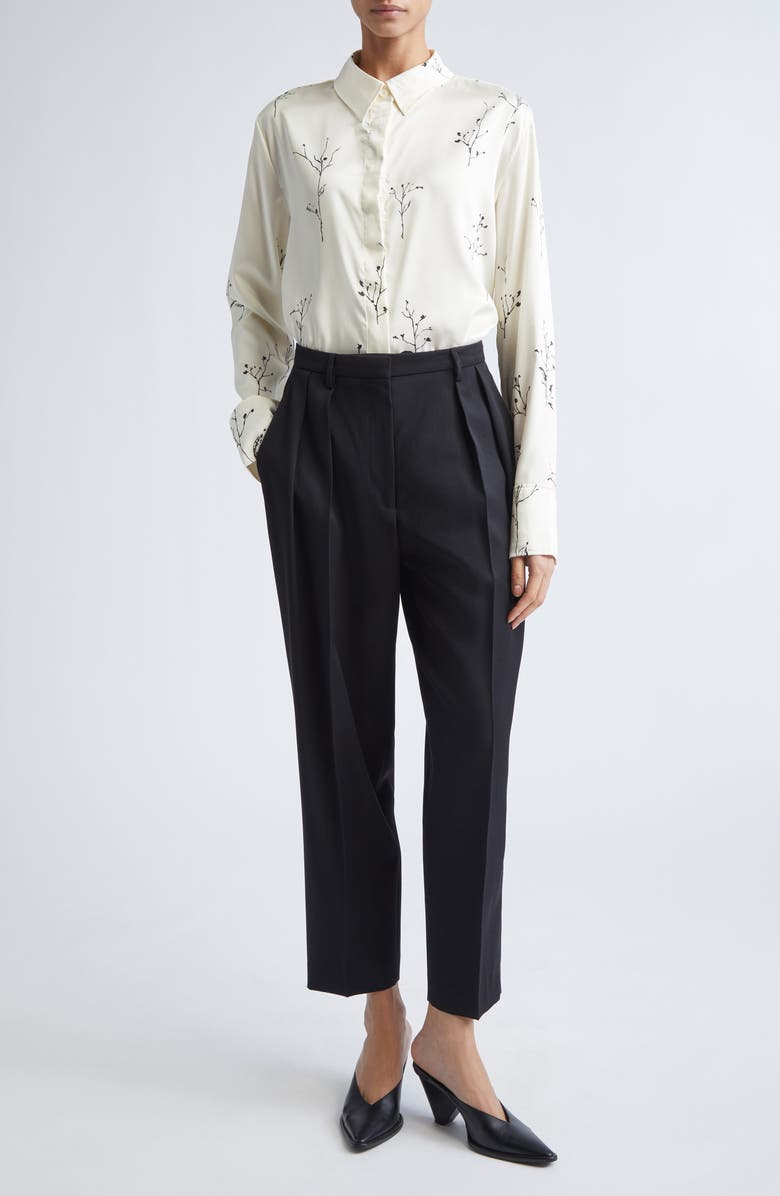 Altuzarra Chika Floral Print Silk Button-Up Shirt, Alternate, color, Ivory Botanical