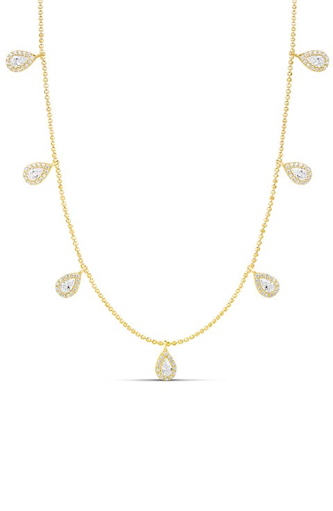 Pear Shape Cubic Zirconia Drop Necklace