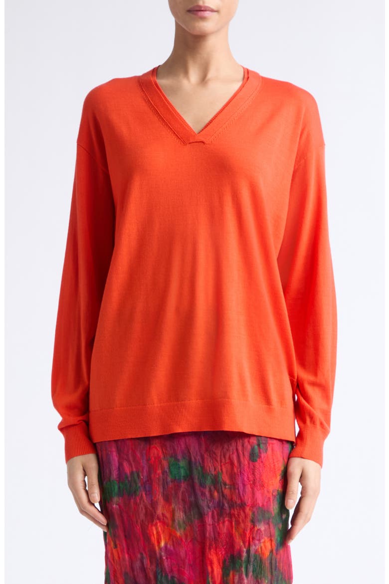 Superfine Merino Wool Sweater, Main, color, ORANGE POPPY