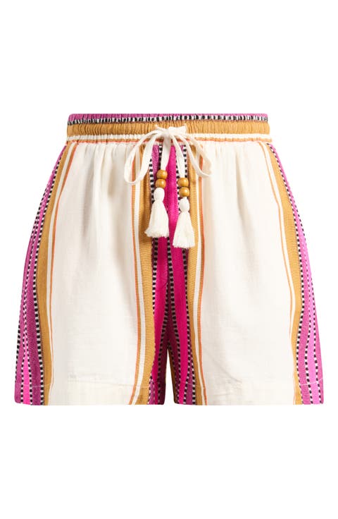 Cotton Blend Cover-Up Drawstring Shorts