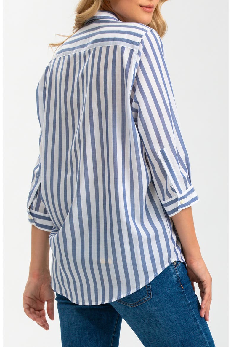 Long Sleeve Johnny Collar Shirt, Alternate, color, NAVY