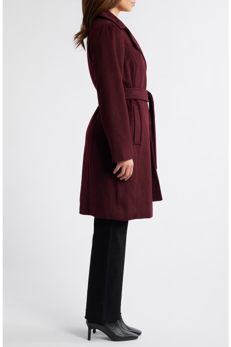 Belted Wool Blend Coat, Alternate, color, MERLOT