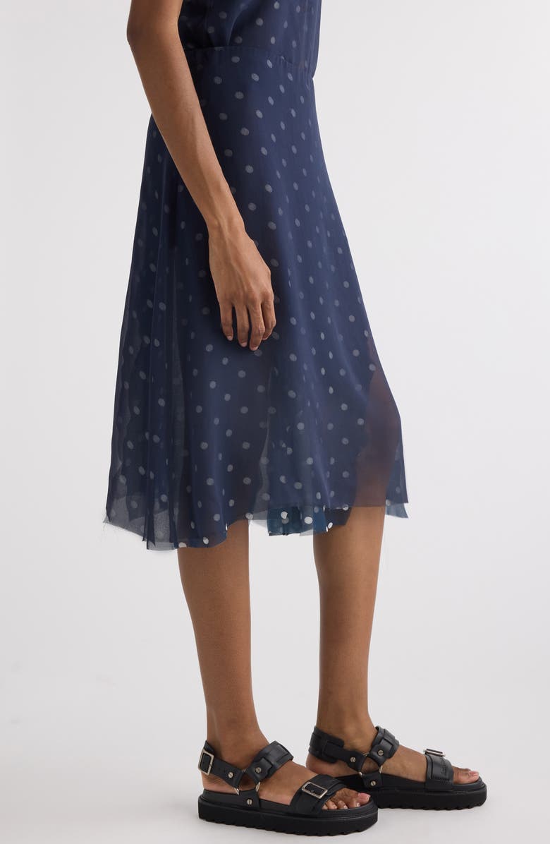 Acne Studios Iranee Polka Dot Georgette Skirt, Alternate, color, Navy/ White