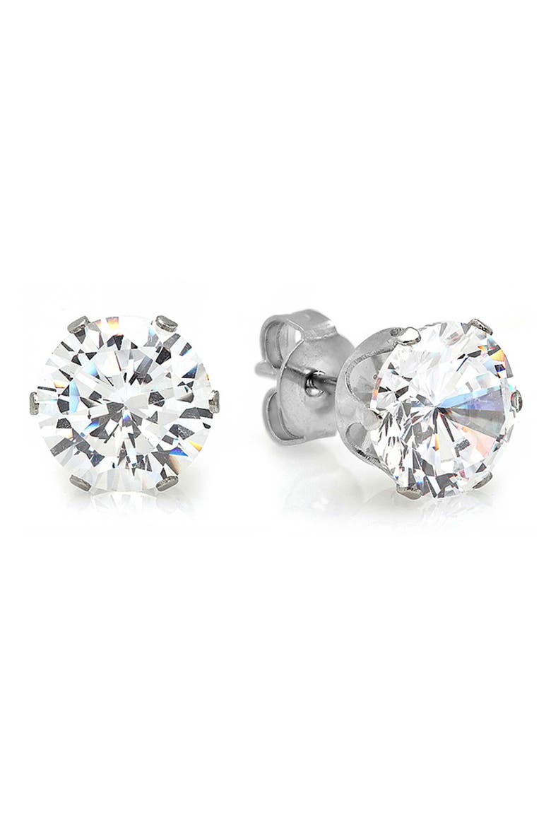 6mm Round Simulated Diamond Stud Earrings, Main, color, SILVER