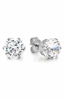 6mm Round Simulated Diamond Stud Earrings