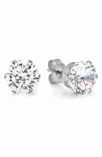 6mm Round Simulated Diamond Stud Earrings