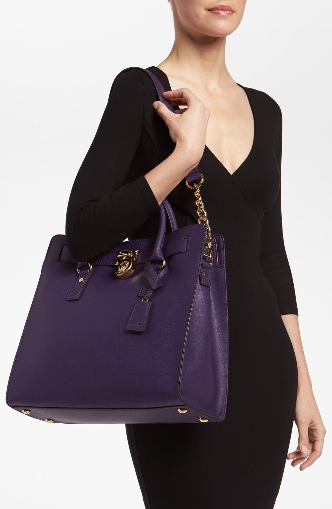 'Large Hamilton' Saffiano Leather Tote, Alternate, color, IRIS