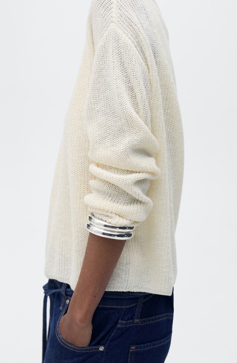 MANGO V-Neck Sweater, Alternate, color, Ecru