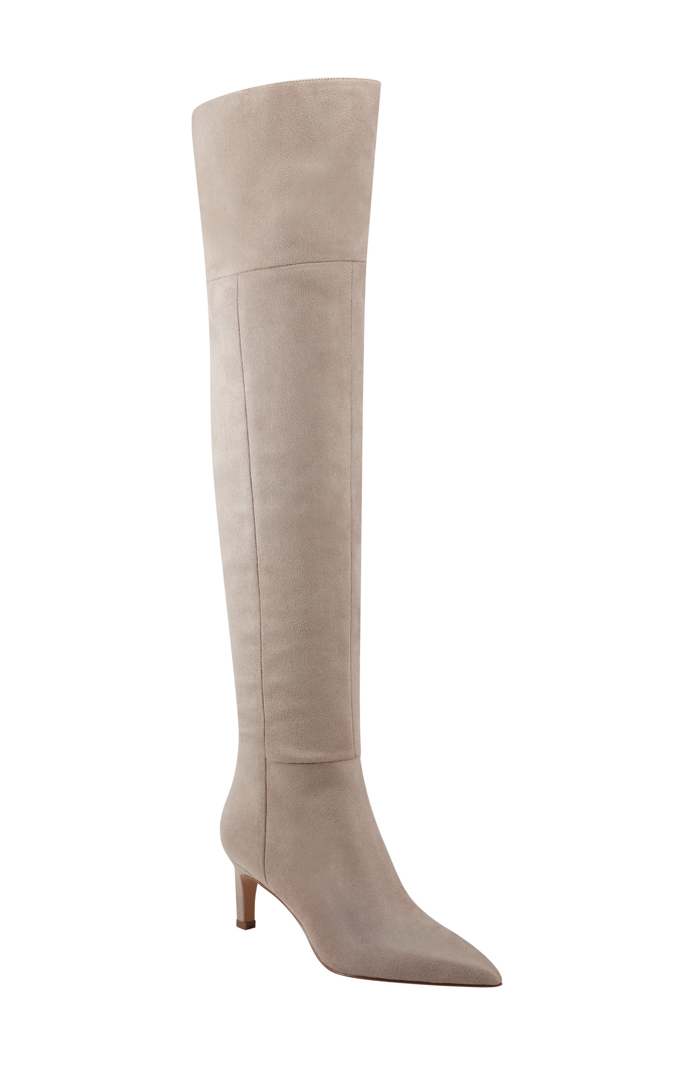 Qulie Pointed Toe Over the Knee Boot, Main, color, TAUPE