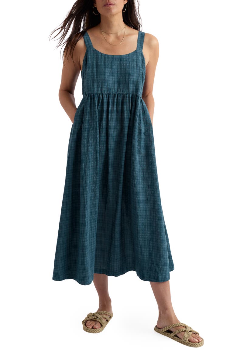 Laity Plaid Organic Cotton Blend Midi Dress, Main, color, STORM