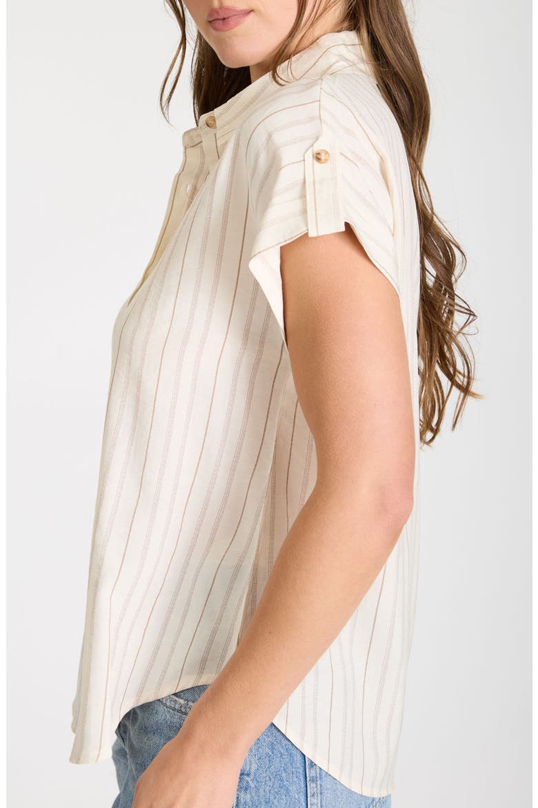 Stripe Short Sleeve Button-Up Shirt, Alternate, color, CREAM