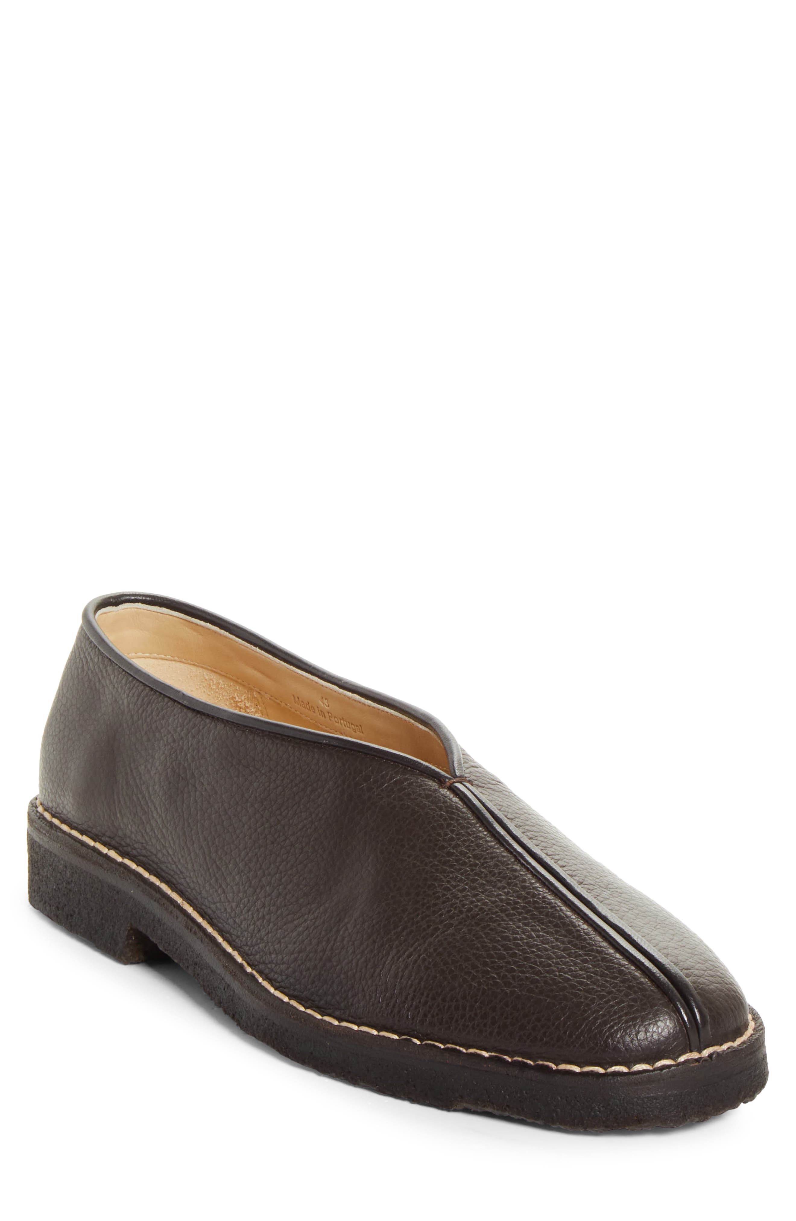 Lemaire Piped Crepe Slipper Loafer, Main, color, Dark Brown