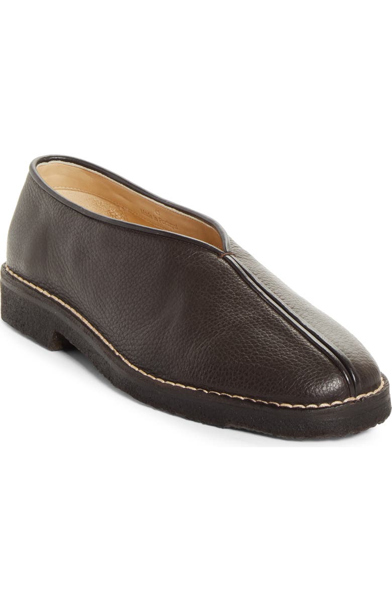 Lemaire Piped Crepe Slipper Loafer, Main, color, Dark Brown