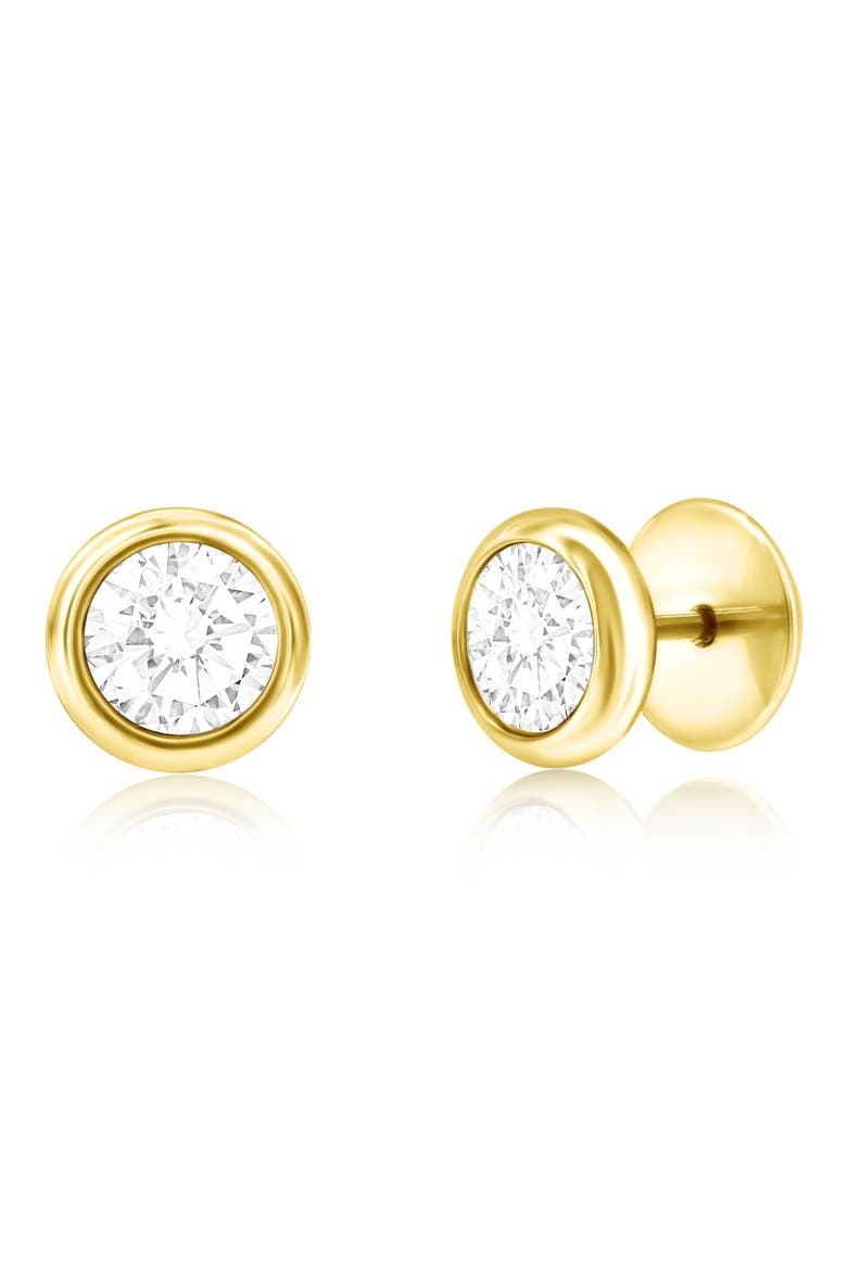 Men's Bezel Set Cubic Zirconia Stud Earrings, Main, color, GOLD