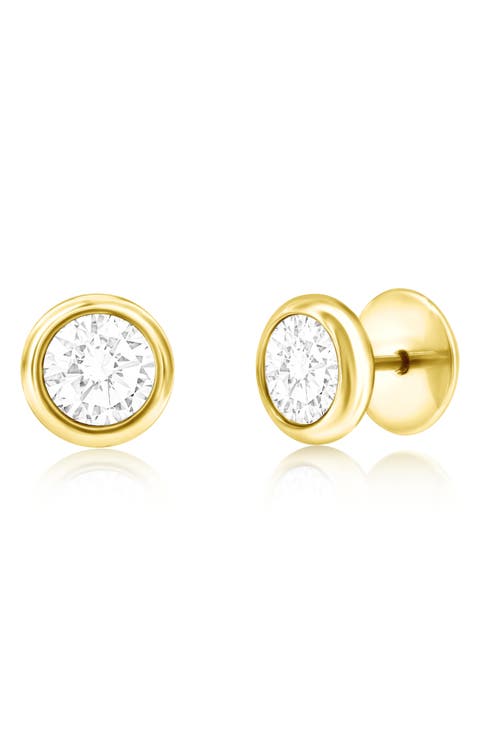 Men's Bezel Set Cubic Zirconia Stud Earrings