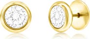 Metallo Men's Bezel Set Cubic Zirconia Stud Earrings