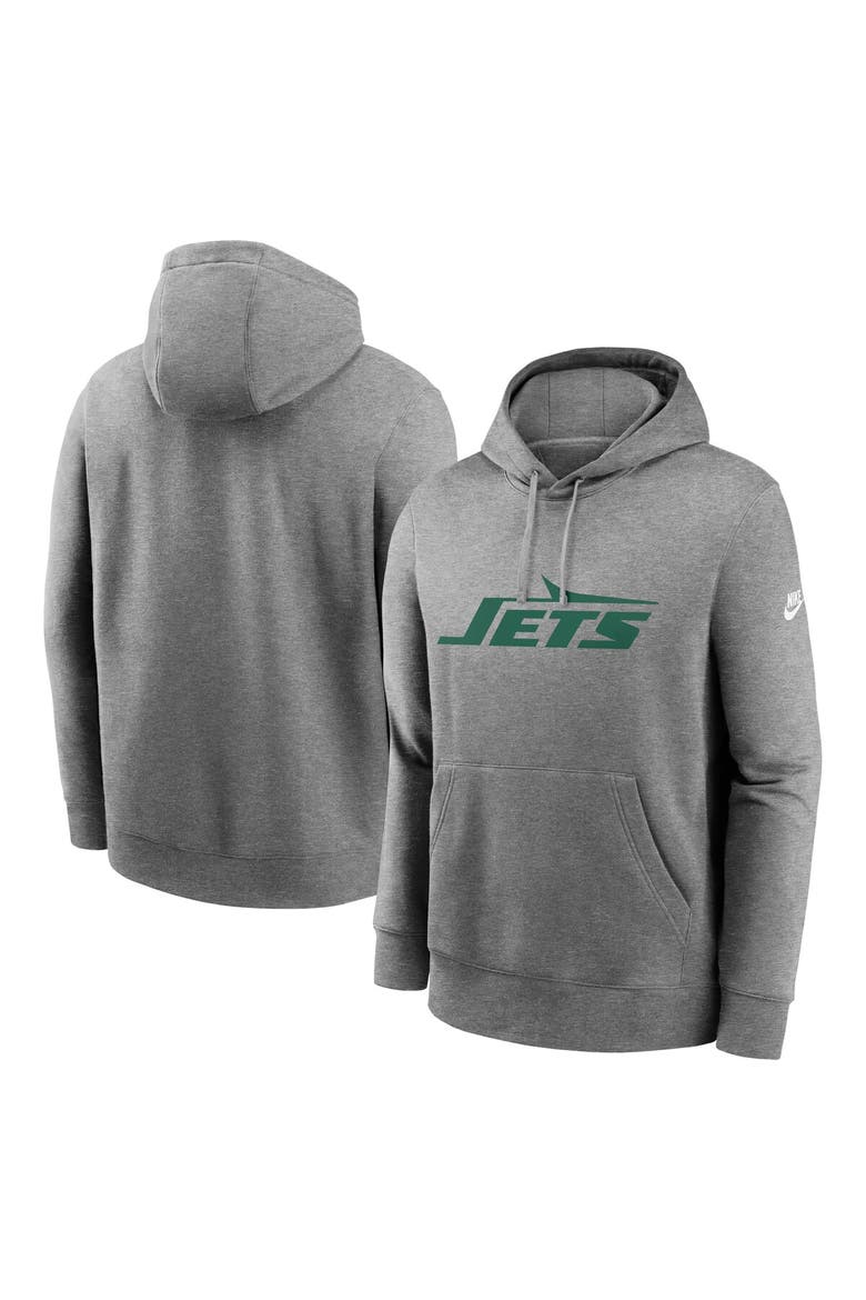 Men's Nike Heather Gray New York Jets Rewind Club Logo Pullover Hoodie, Main, color, Heather Gray