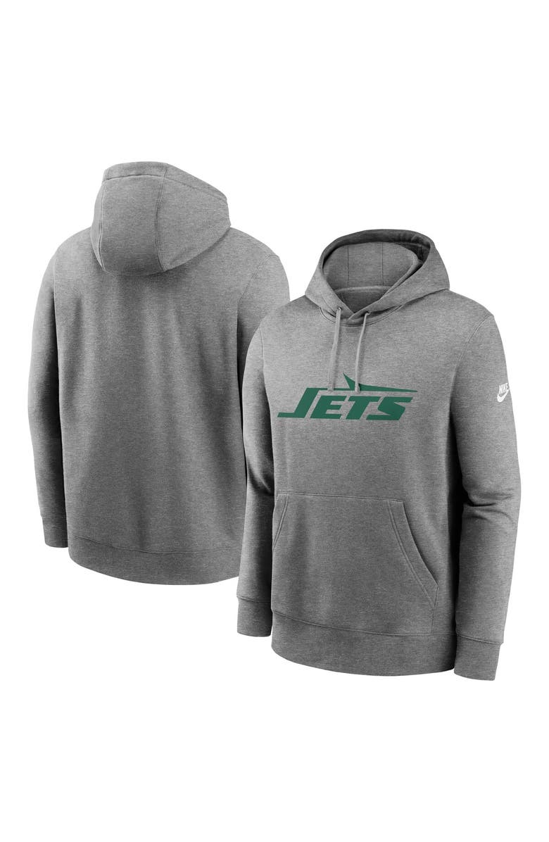 Nike Men's Nike Heather Gray New York Jets Rewind Club Logo Pullover Hoodie, Main, color, Heather Gray