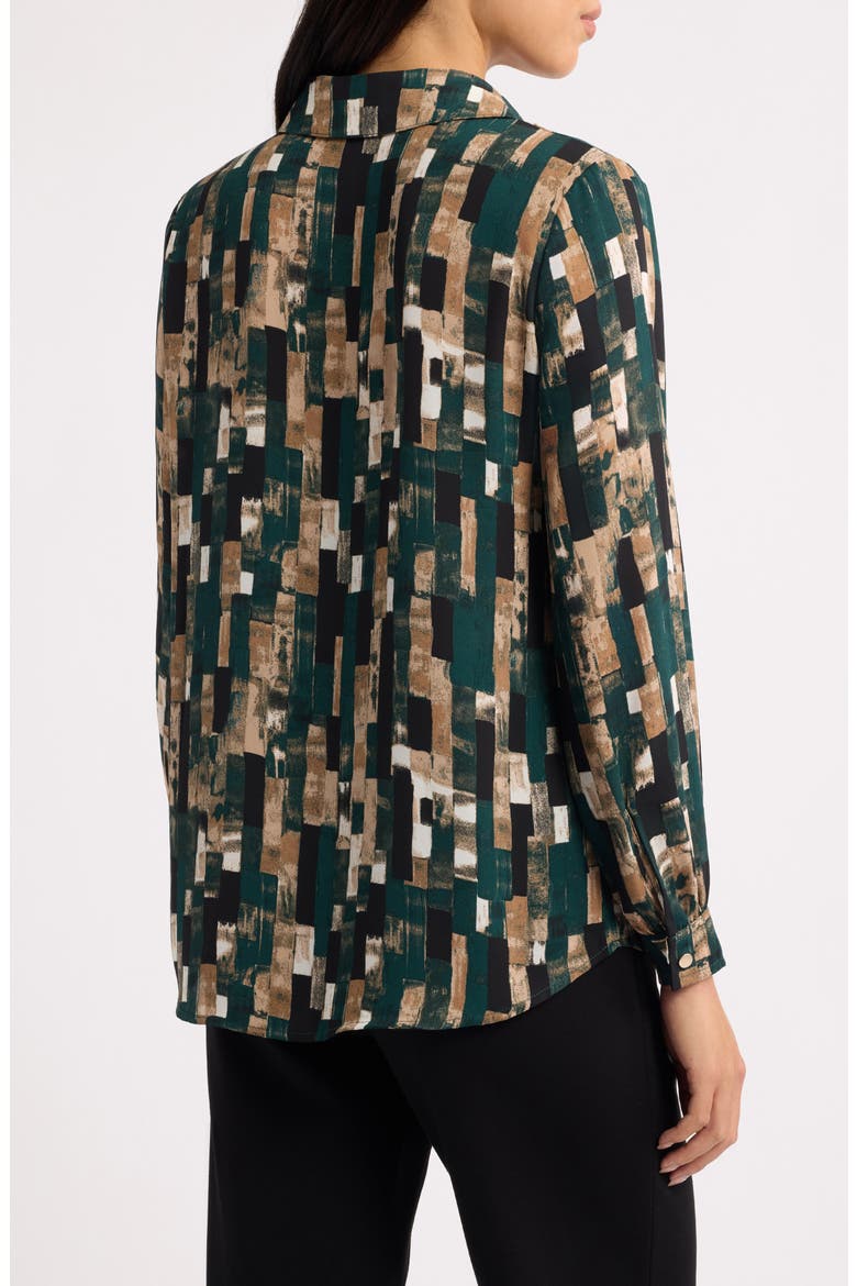 Geo Print Collared Popover Shirt, Alternate, color, ANNE BLACK/ PINE FOREST MULTI