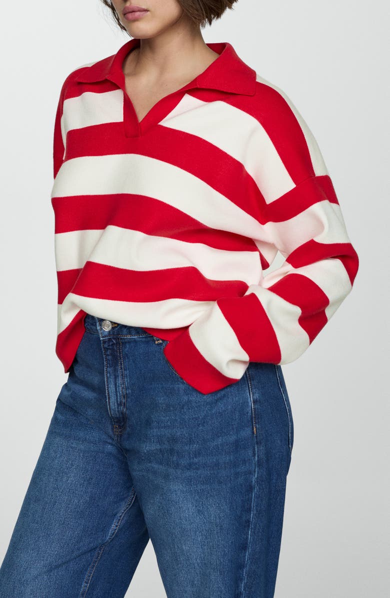 MANGO Stripe Polo Sweater, Alternate, color,
