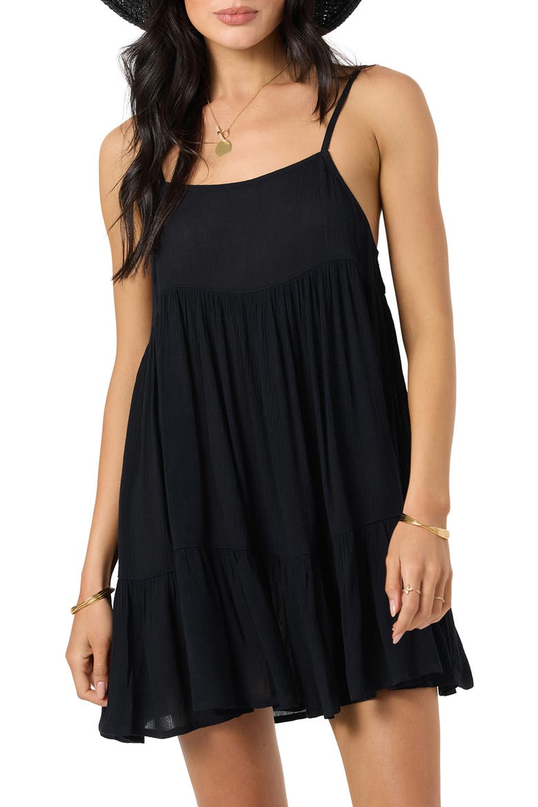 Saltwater Rilee Cover-Up Minidress, Alternate, color, BLACK