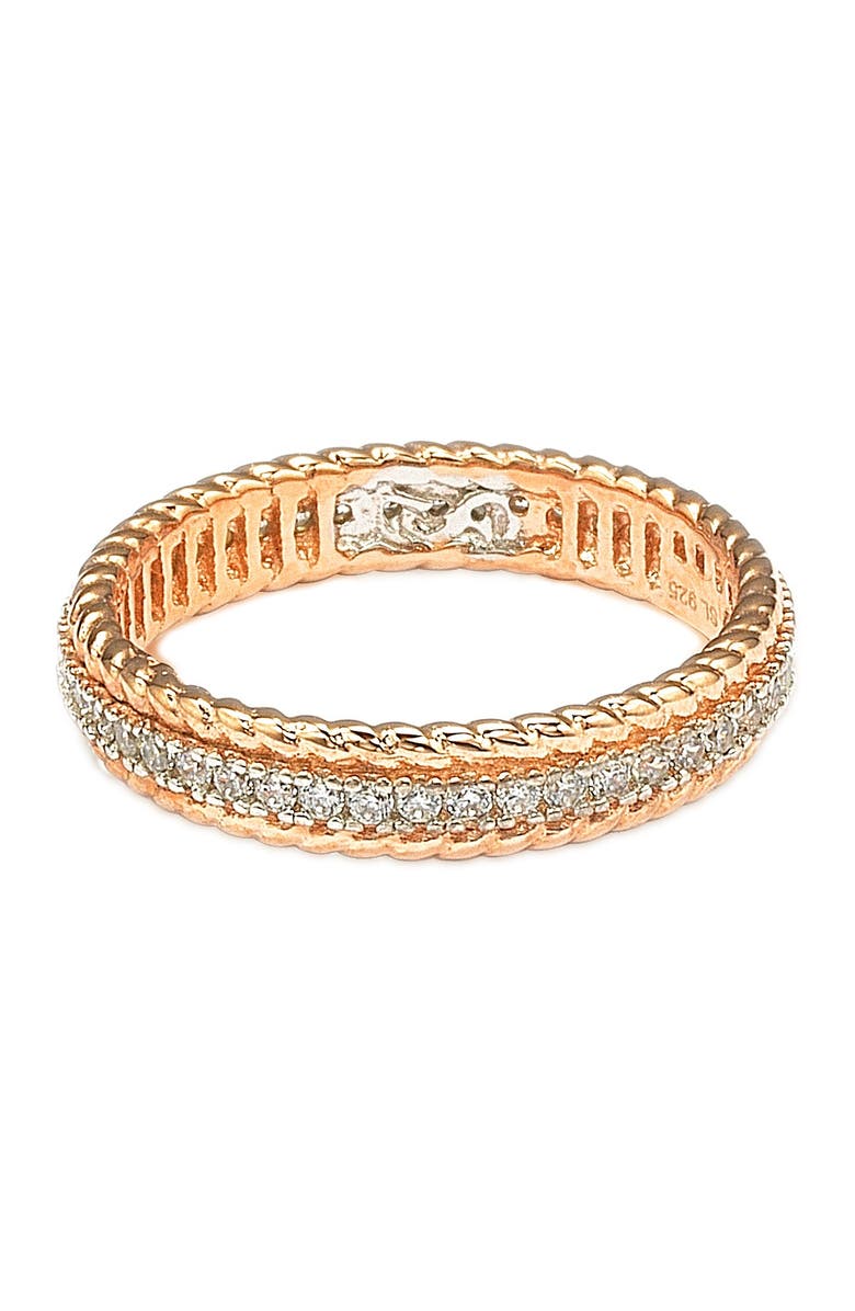 SUZY LEVIAN Rose-Tone Sterling Silver CZ French Filigree Eternity Band, Alternate, color, 