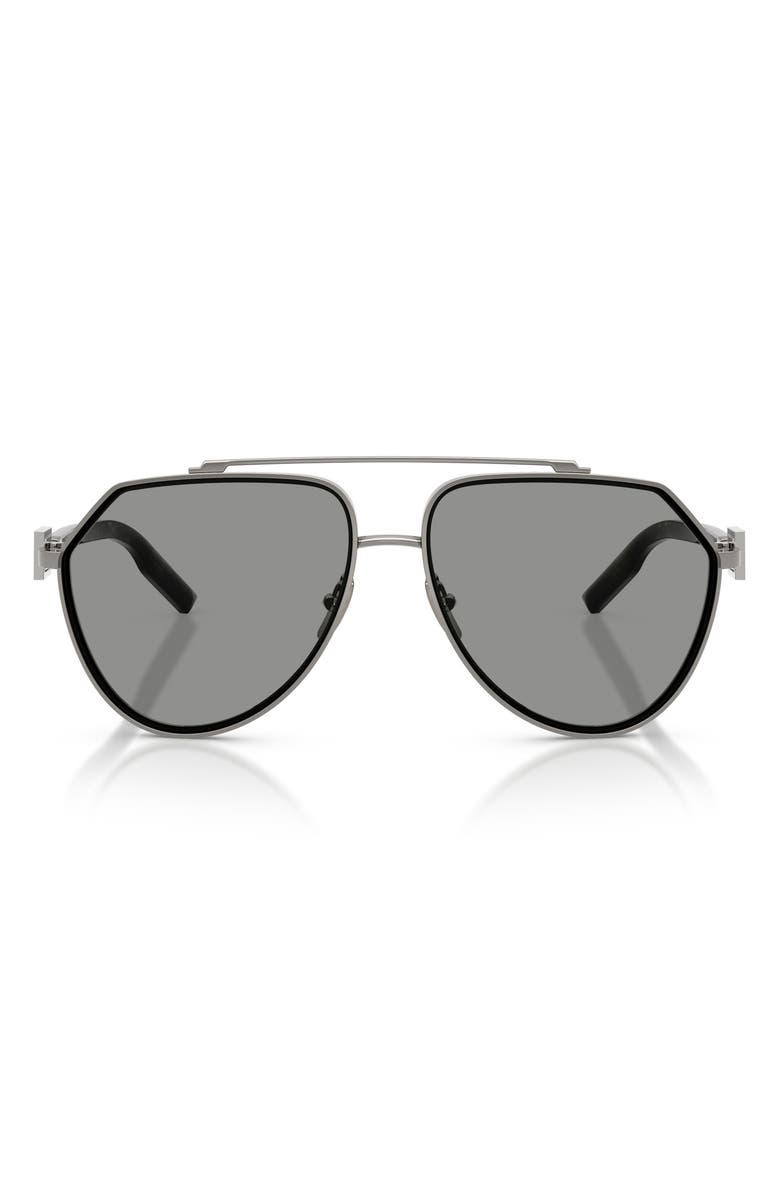 Dolce&Gabbana 62mm Oversize Pilot Sunglasses, Main, color, Gunmetal / Grey
