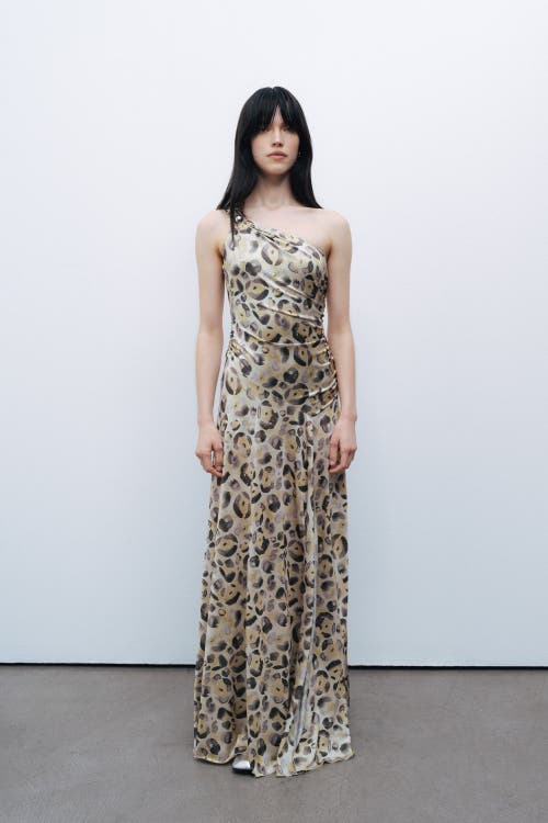 NOCTURNE NOCTURNE ONE SHOULDER PRINTED MAXI DRESS