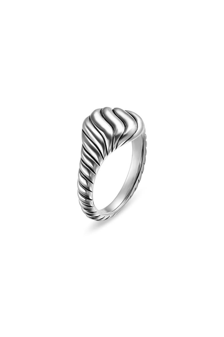 Sculpted Cable Pinky Ring in Sterling Silver, 10mm, Alternate, color, STERLING SILVER