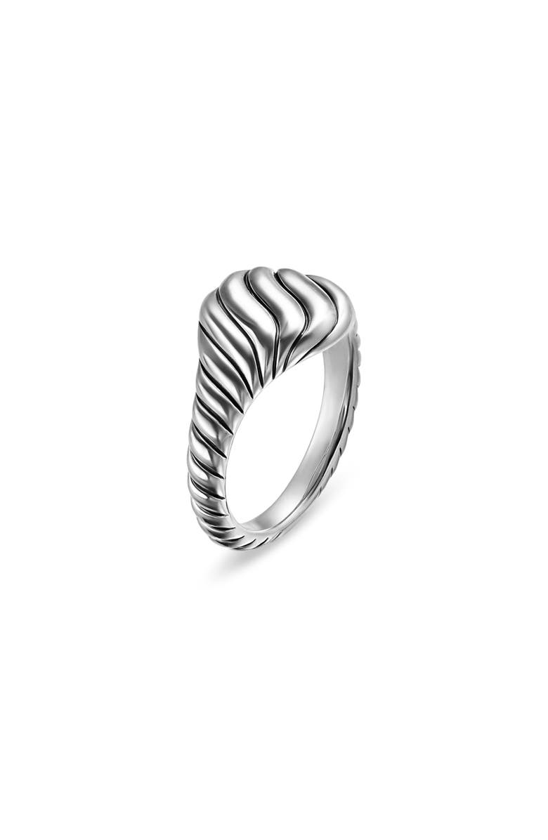 David Yurman Sculpted Cable Pinky Ring in Sterling Silver, 10mm, Alternate, color, Sterling Silver