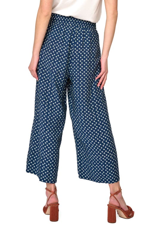 Gibsonlook Print Wide Leg Crop Pants In Navy Daisy