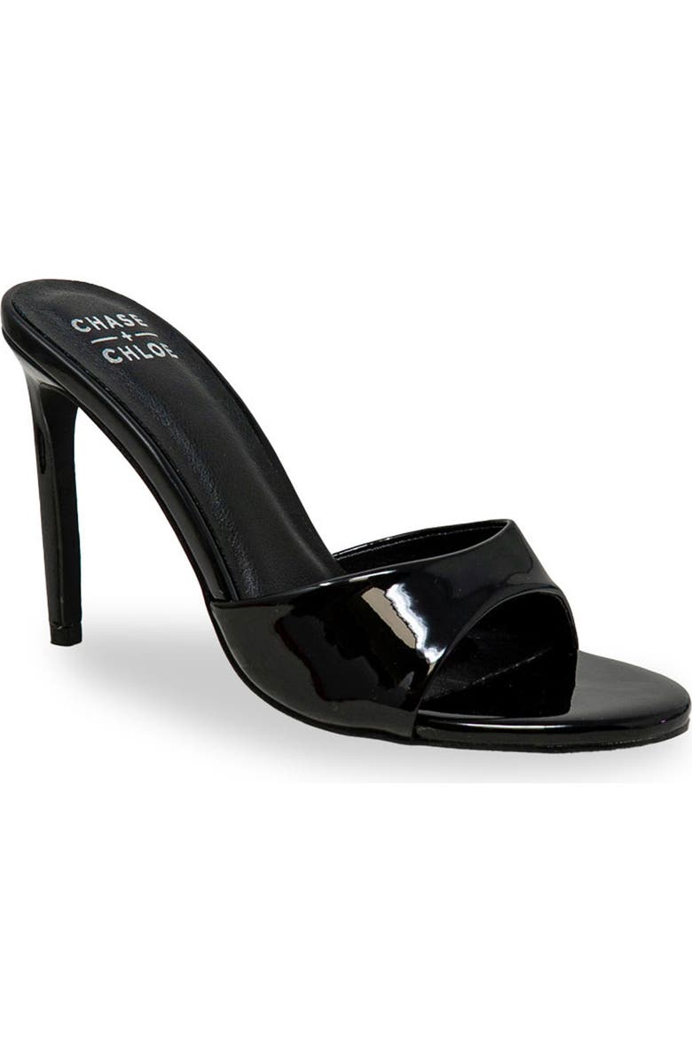 CHASE AND CHLOE Slide Stiletto Sandal, Main, color, Black Patent