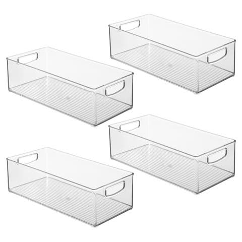 iDesign Stackable Storage Bin with Handles, Set of 4, Clear