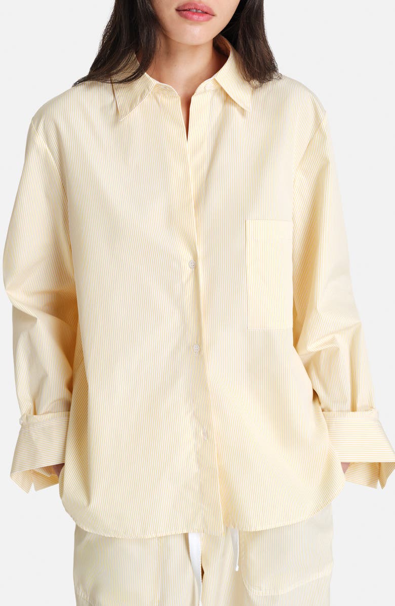 TWP Next Morning Stripe Cotton Button-Up Shirt, Main, color, Ivory / Yellow
