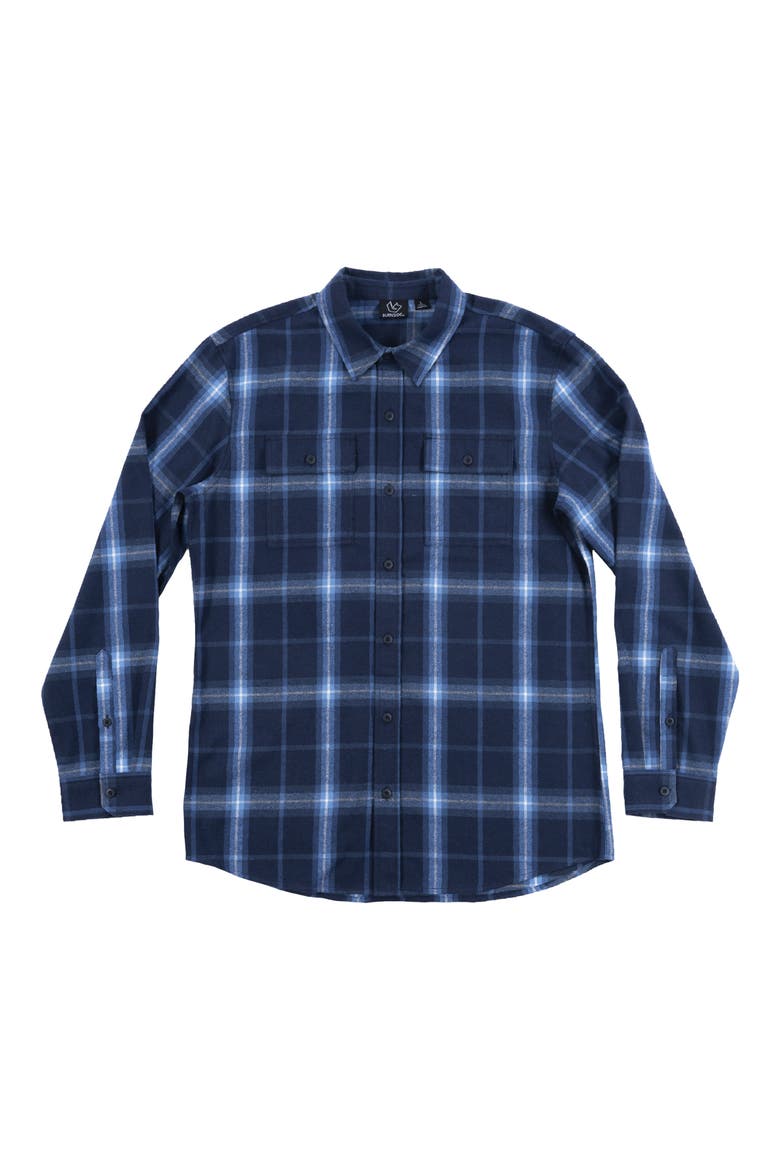 Plaid Flannel Button-Up Shirt, Main, color, NAVY BLUE