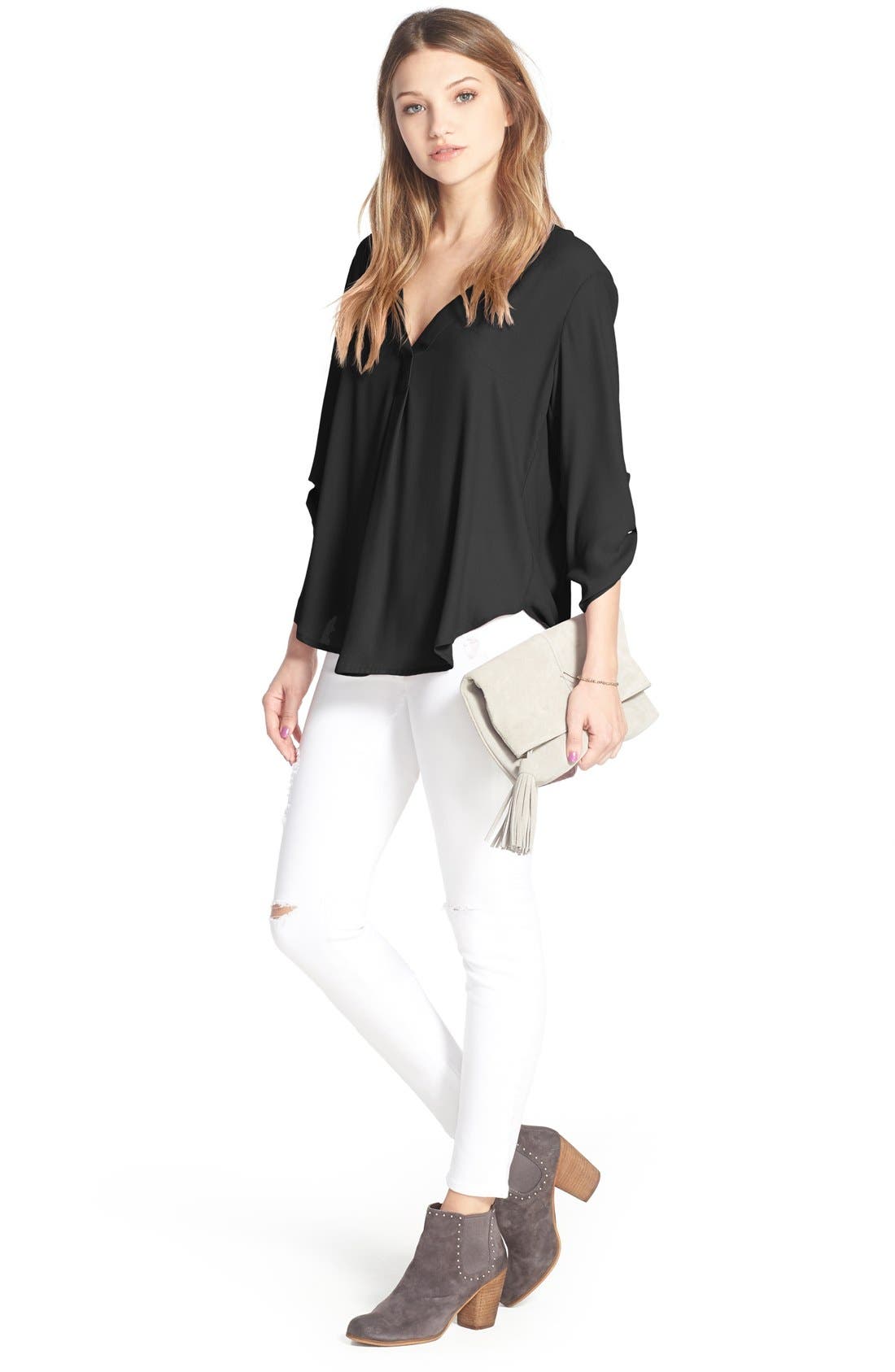 Suede Clutch, Main, color, GREY